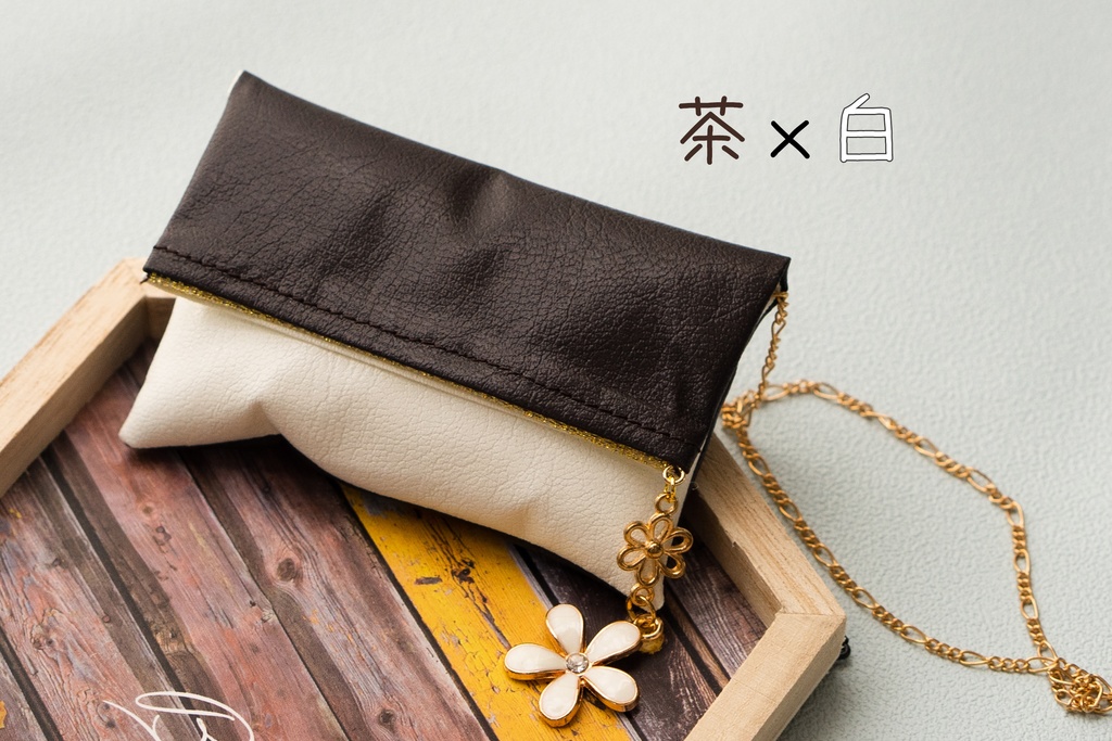 バイカラーチェーンバッグ