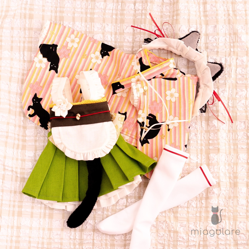 【9/23 20時〜販売開始】黒猫お給仕さんセット（うぐいす・さくら・おつきみ）