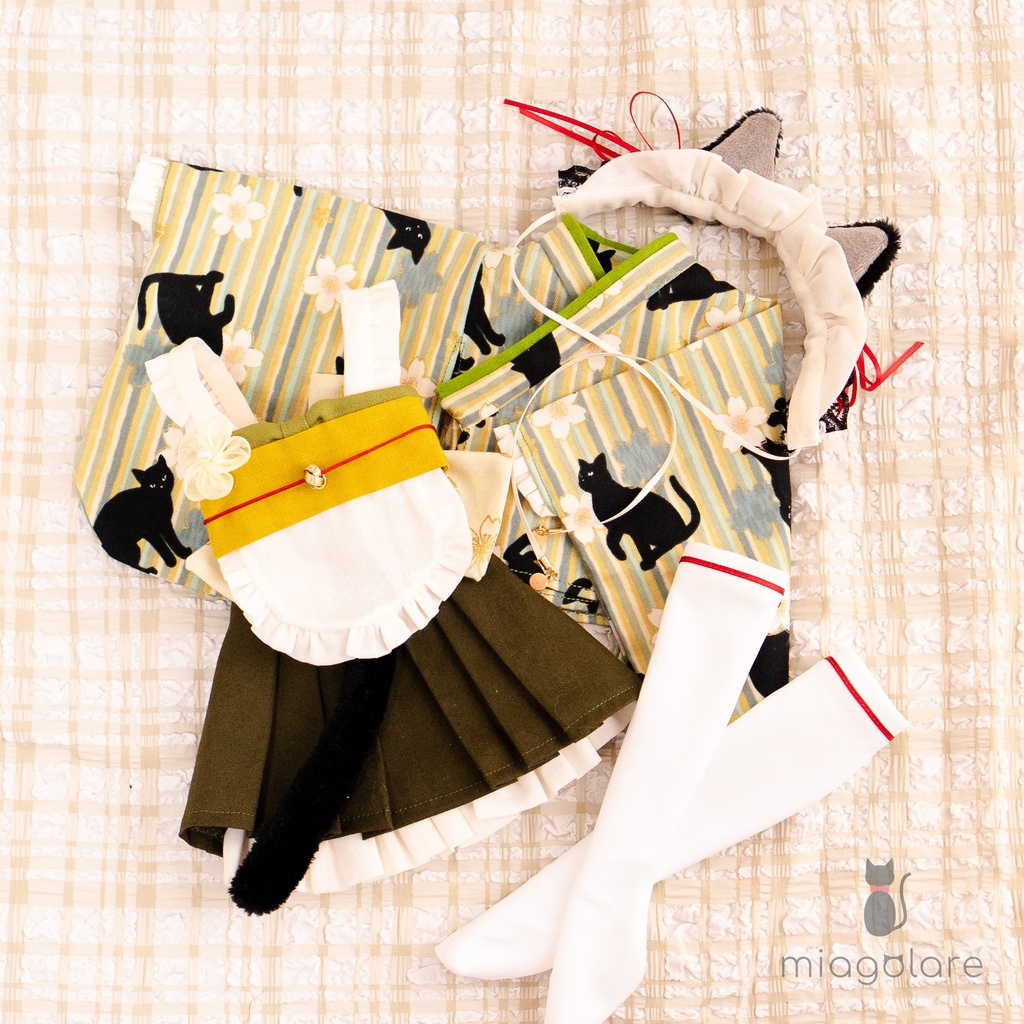 【9/23 20時〜販売開始】黒猫お給仕さんセット（うぐいす・さくら・おつきみ）