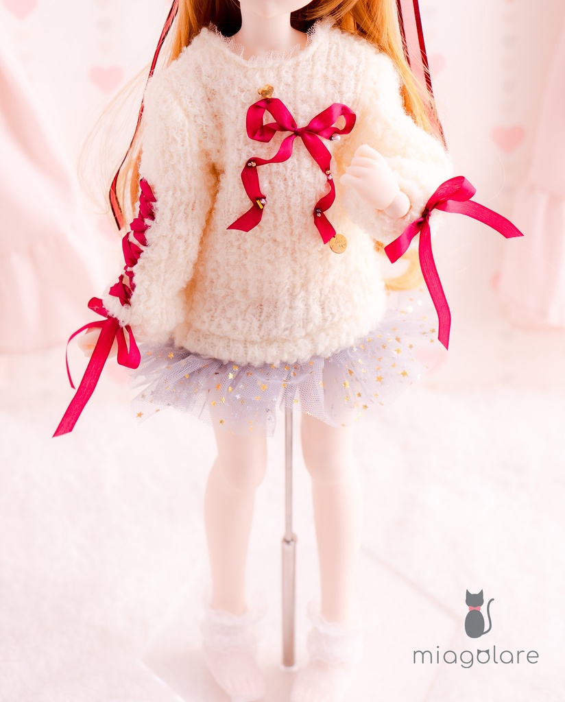 【MDD】ふわふわニットワンピ（アイボリー・ピンク）