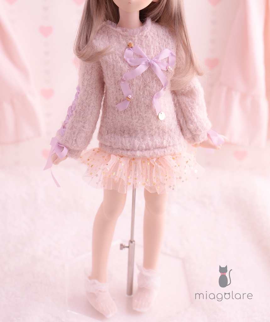 【MDD】ふわふわニットワンピ（アイボリー・ピンク）
