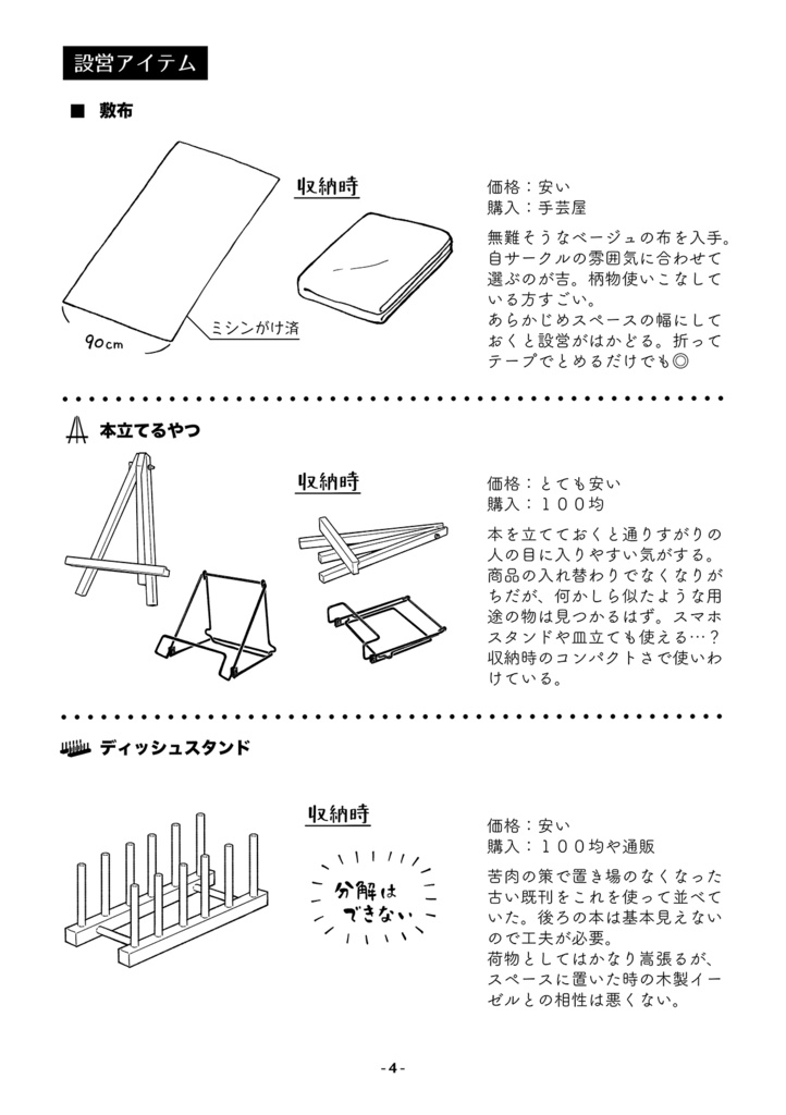 サークルスペースの持ち物【PDFのみ】