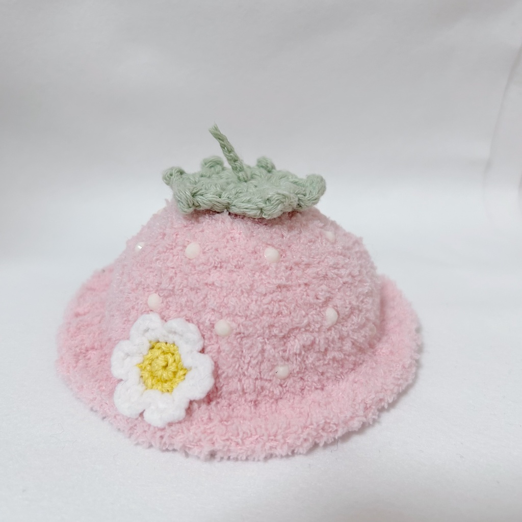 いちごのぼうし ちびぐるみサイズ ぴんく