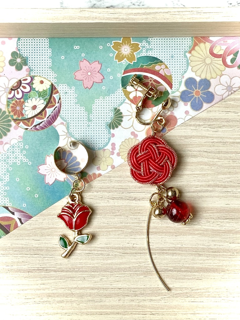 《セール》呪術 釘崎野薔薇 イメージ 水引 イヤリング イヤーカフ ピアス