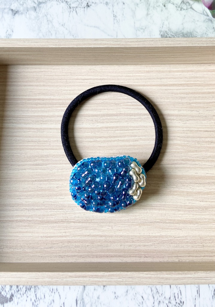 beans-豆- ビーズ刺繍 ヘアゴム
