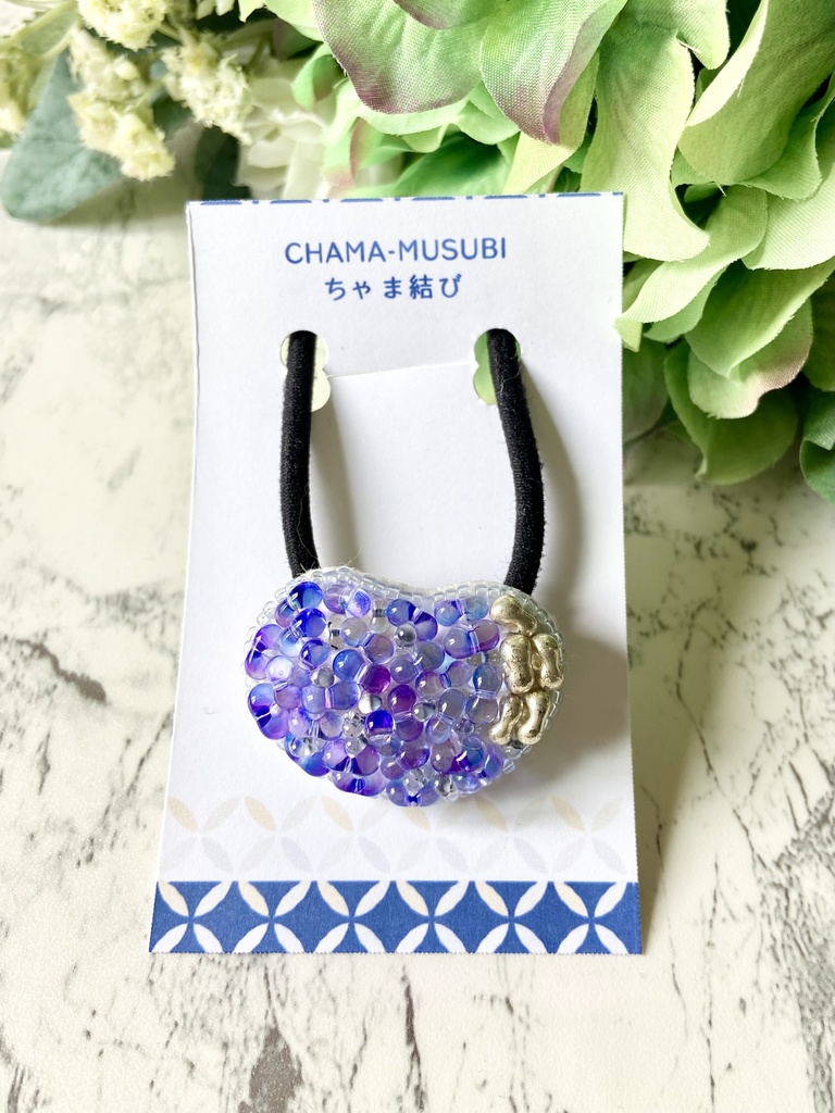 beans-豆- ビーズ刺繍 ヘアゴム