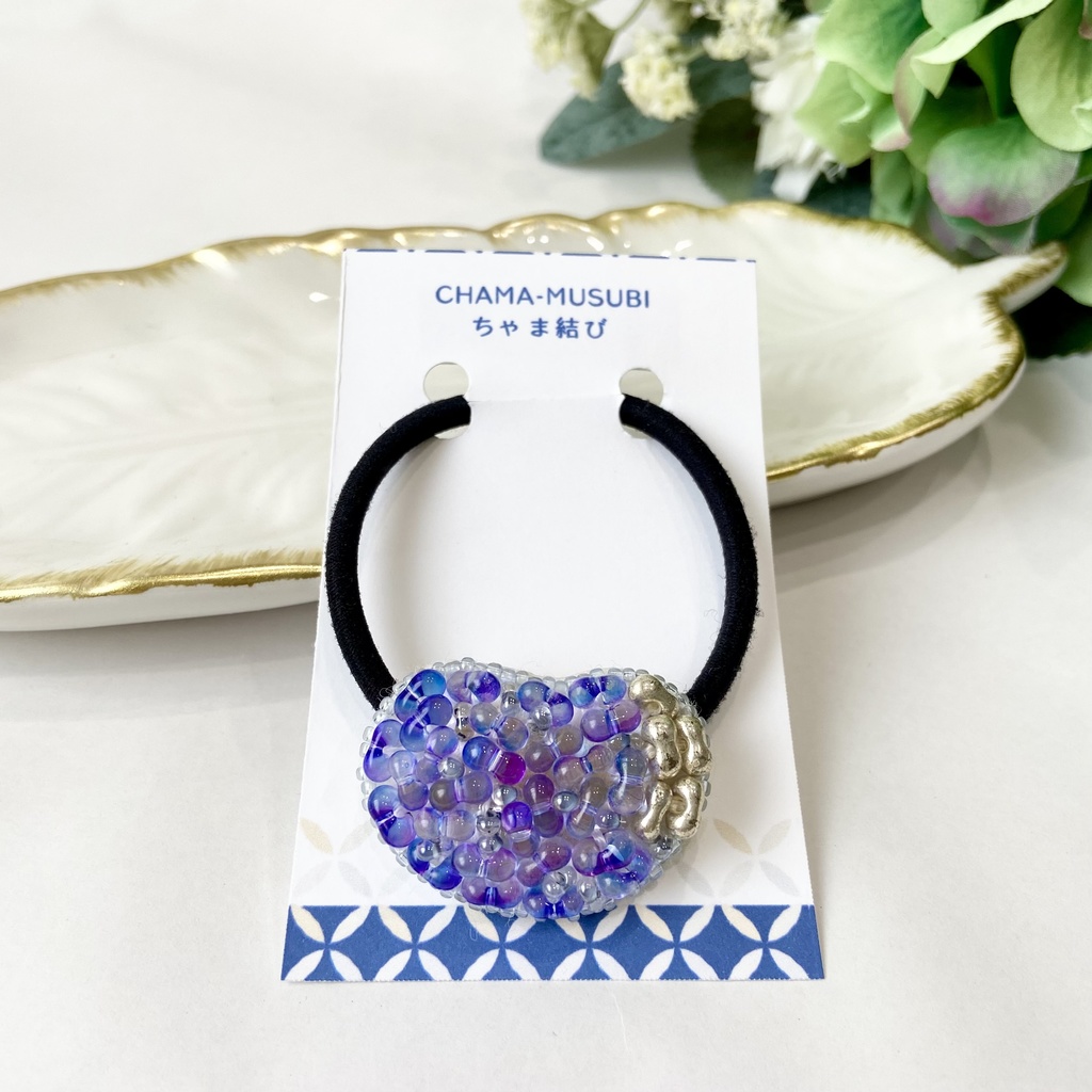 beans-豆- ビーズ刺繍 ヘアゴム