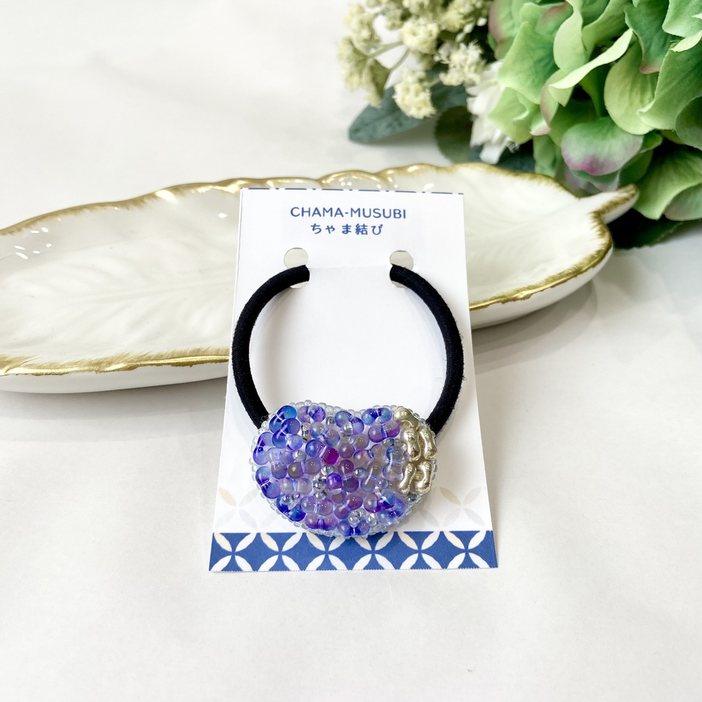 beans-豆- ビーズ刺繍 ヘアゴム