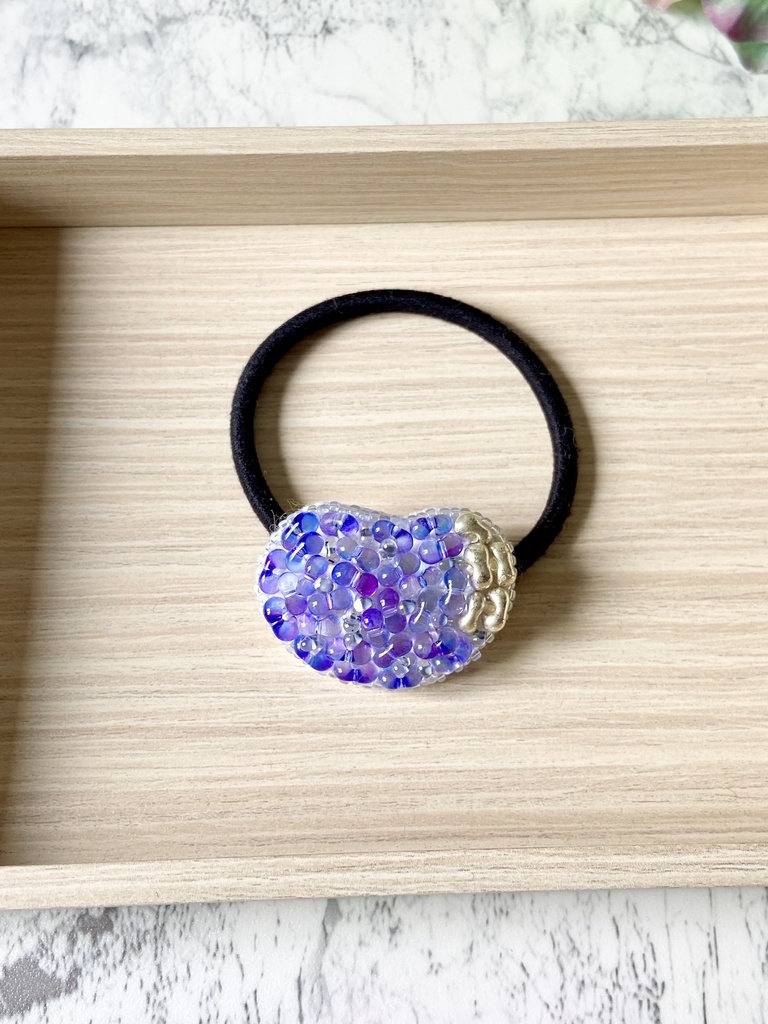 beans-豆- ビーズ刺繍 ヘアゴム