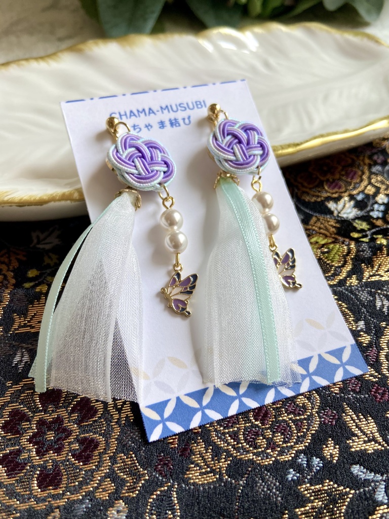 薬屋 月の精(壬氏)イメージ 2way 水引 タッセル イヤリング/ピアス