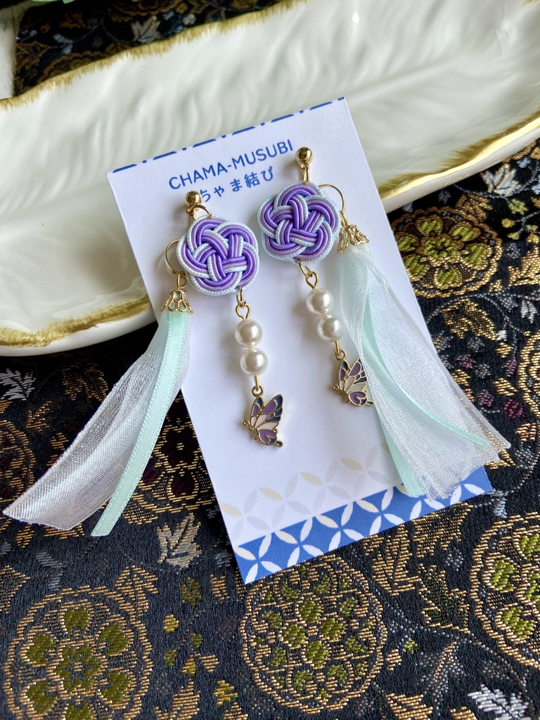 薬屋 月の精(壬氏)イメージ 2way 水引 タッセル イヤリング/ピアス