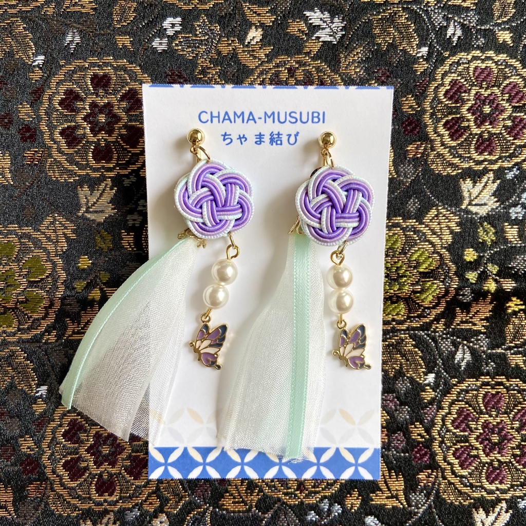 薬屋 月の精(壬氏)イメージ 2way 水引 タッセル イヤリング/ピアス