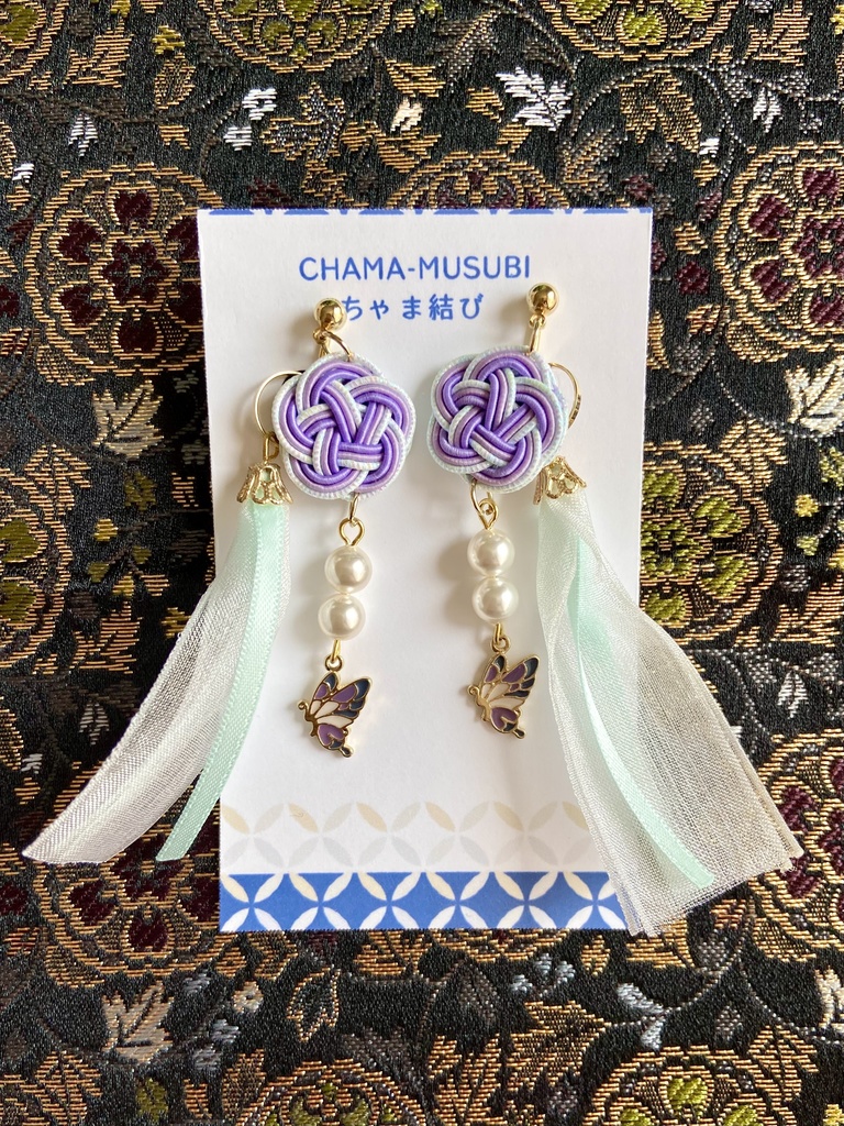 薬屋　月の精（壬氏）イメージ　2way　水引　タッセル　イヤリング／ピアス