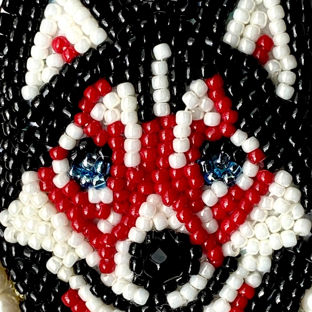 歌舞伎イメージ ハスキー ビーズ刺繍 ブローチ