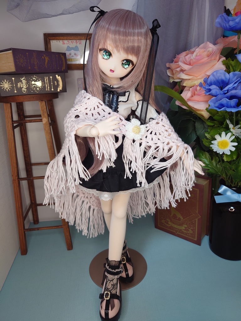 コットンの大きめな三角ショール