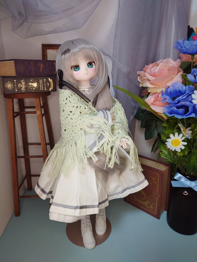 コットンの大きめな三角ショール