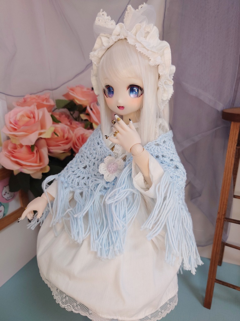 コットンの大きめな三角ショール