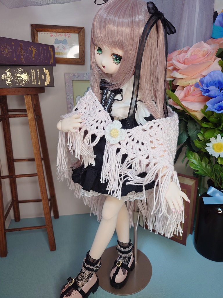 コットンの大きめな三角ショール