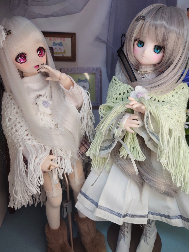 コットンの大きめな三角ショール