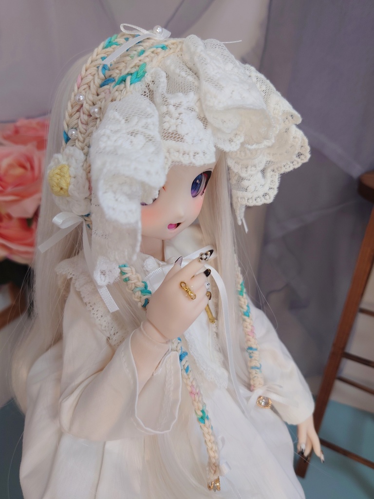 ロリータ風毛糸のヘッドドレス