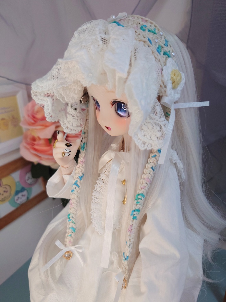 ロリータ風毛糸のヘッドドレス