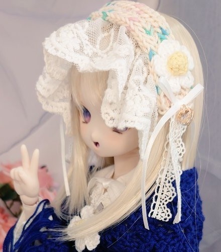 ロリータ風毛糸のヘッドドレス