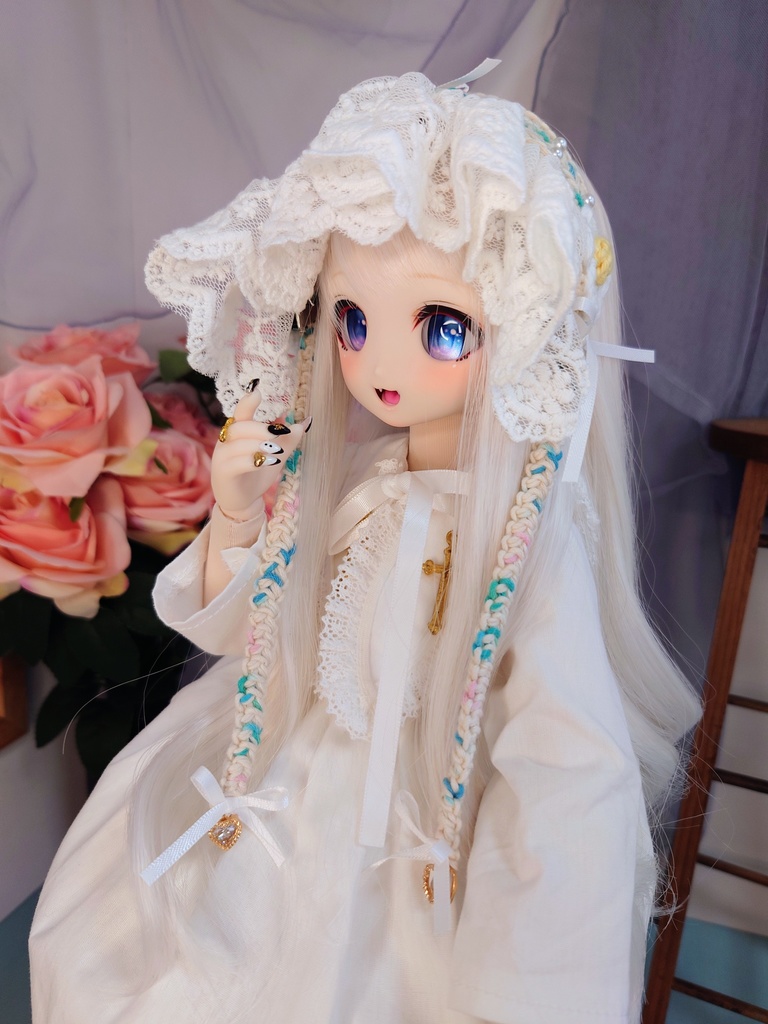 ロリータ風毛糸のヘッドドレス