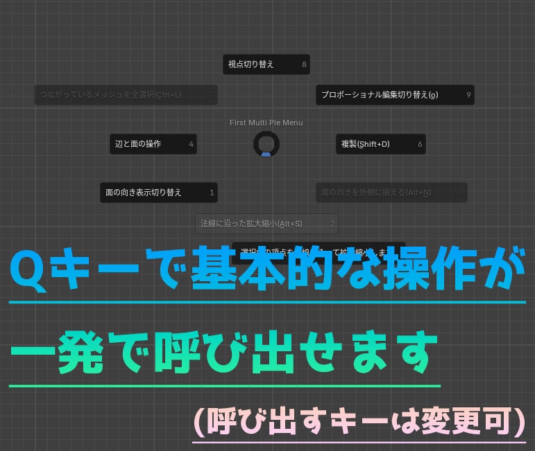 ショートカットを覚えなくても大丈夫!! よく使う操作を一発で呼び出せるblenderアドオン「First Multi Pie Menu」