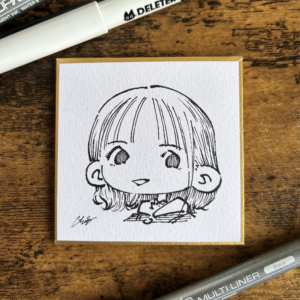 イラスト  まめ色紙