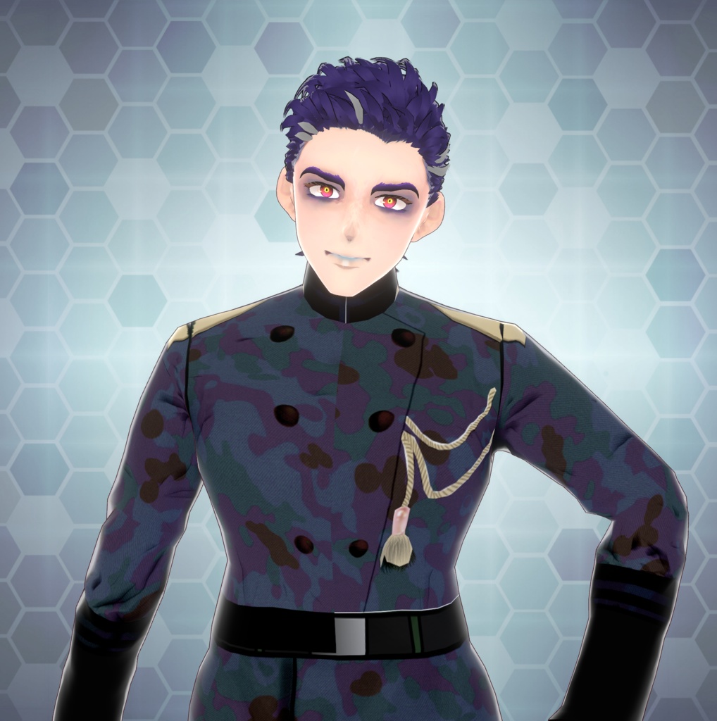 【VRoid】【正式版】ヘアプリセット/ブルージュオールバックStable Ver.hair preset