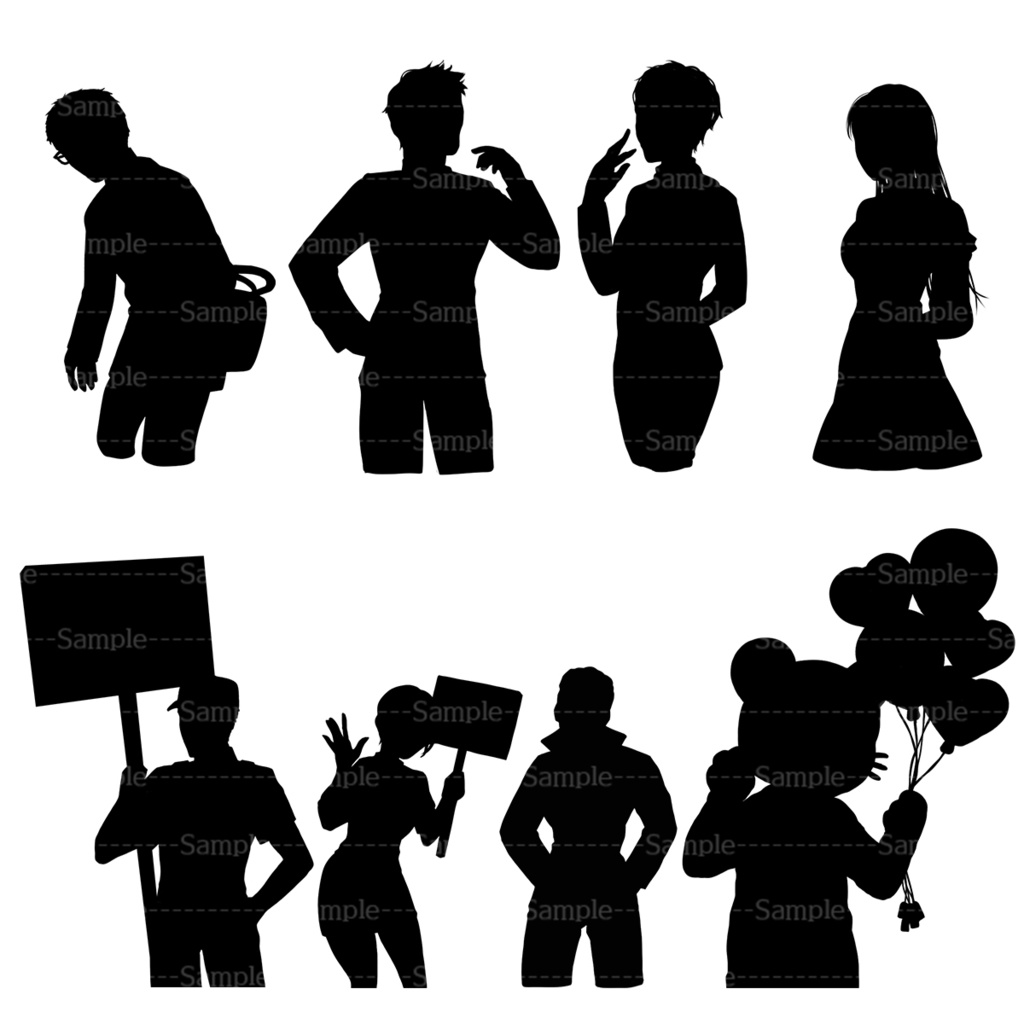 人物のシルエット素材3【全30種】