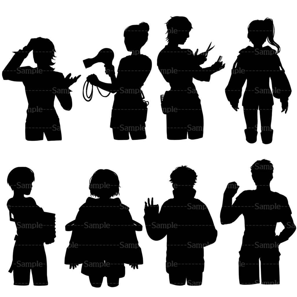 人物のシルエット素材3【全30種】