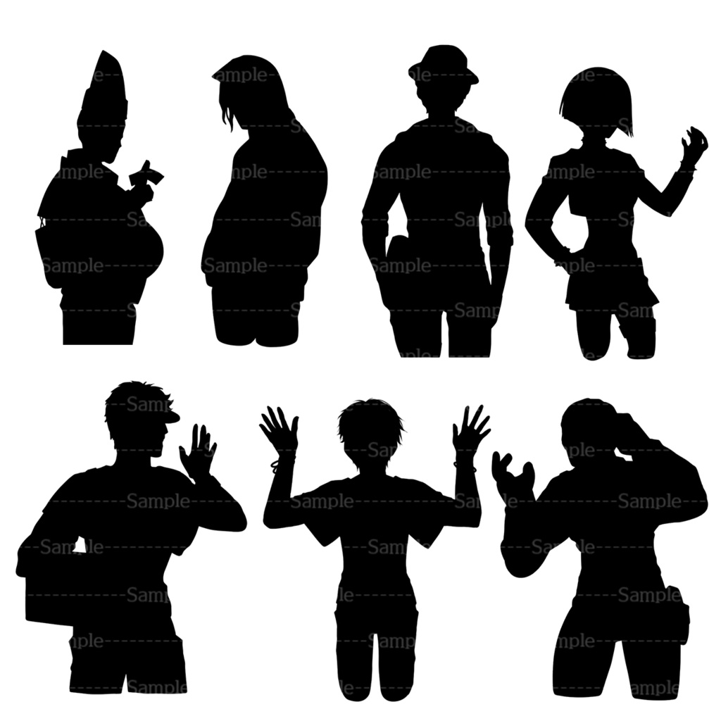 人物のシルエット素材3【全30種】