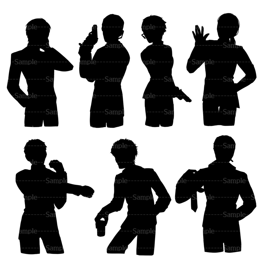 人物のシルエット素材3【全30種】
