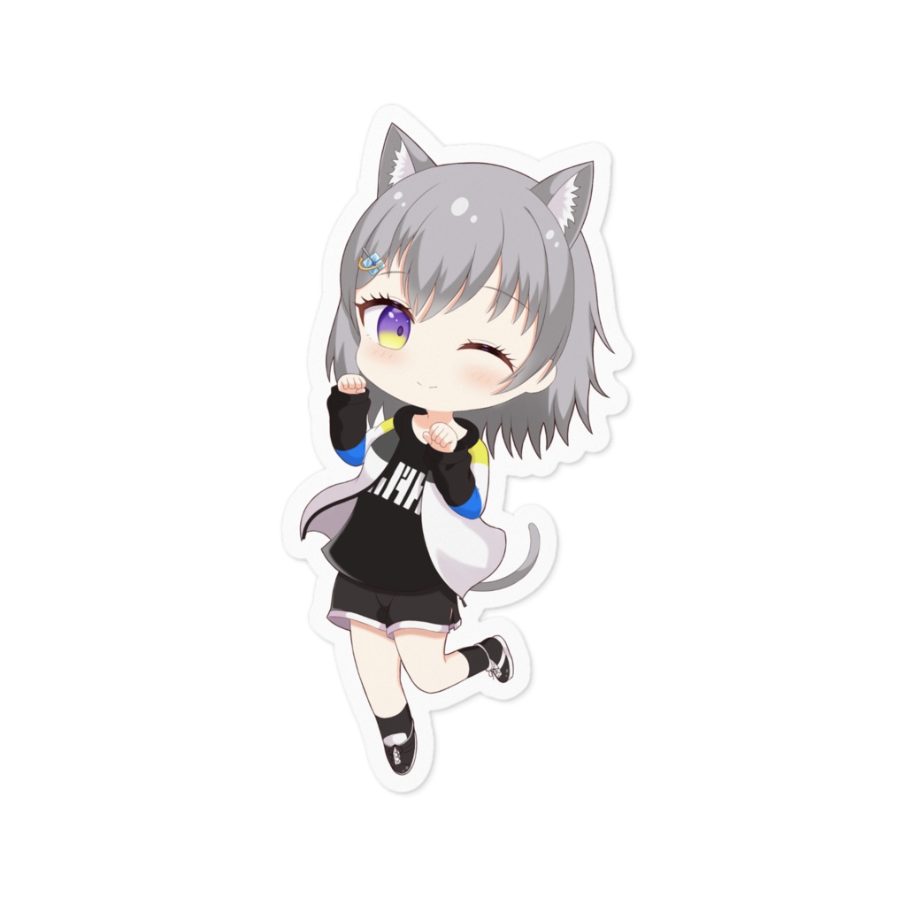 茅野ユウ「ジャン!」ステッカー (ネコverあり)