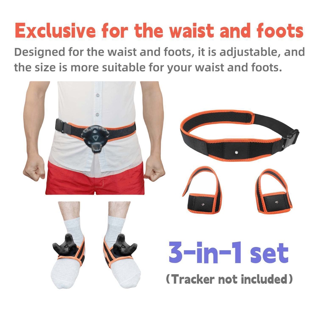 Jadery VRトラッカーベルト (2024年新モデル)腰+足の甲の3点セット、viveトラッカー、Ultimate Tracker、Tundraトラッカー用VRゲームフルトラ ストラップ