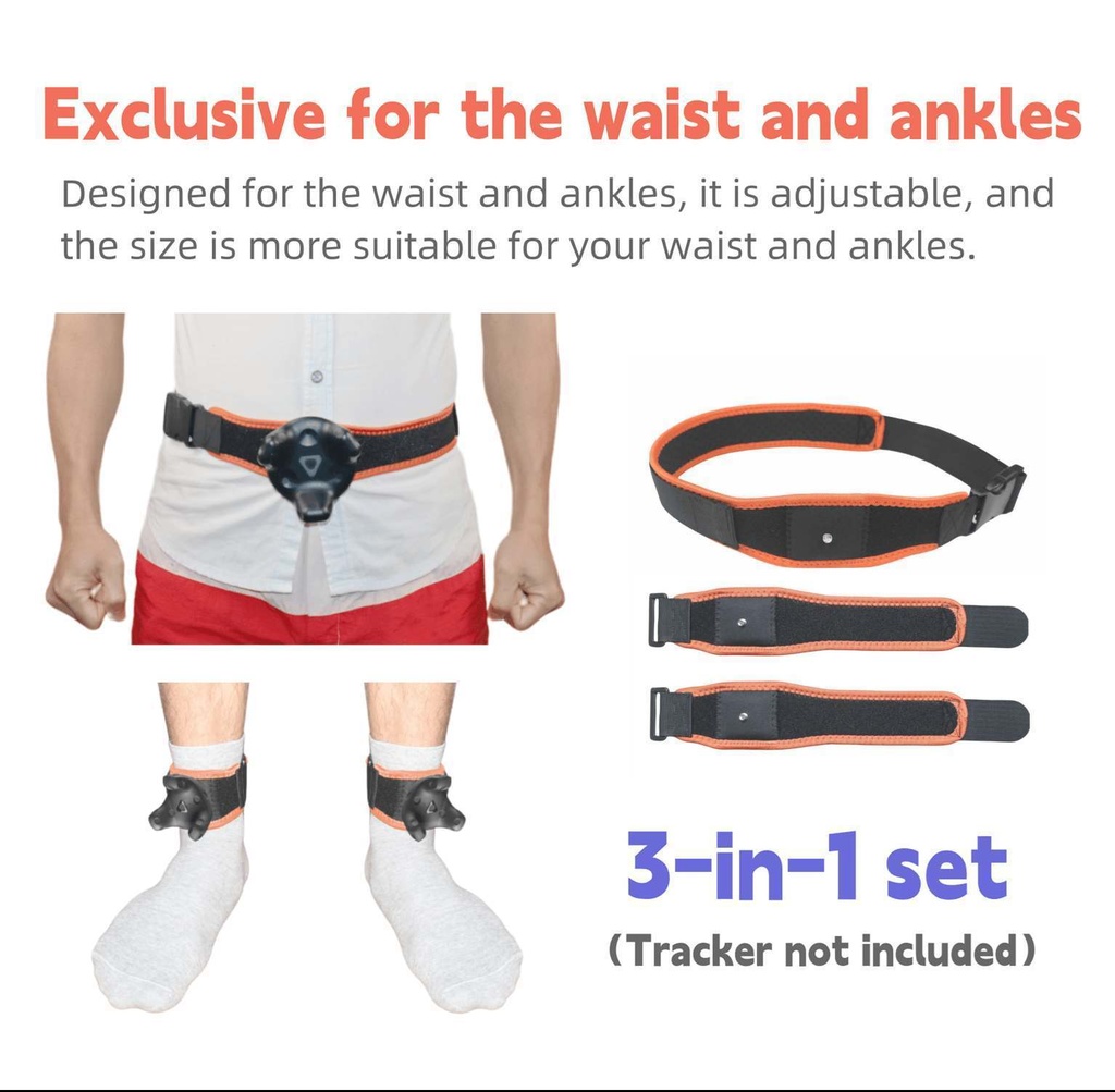 Jadery VR トラッカーベルト (2024年新モデル)腰と足首の3点セット、viveトラッカー、Ultimate Tracker、Tundraトラッカー用VRゲームフルトラ ストラップ