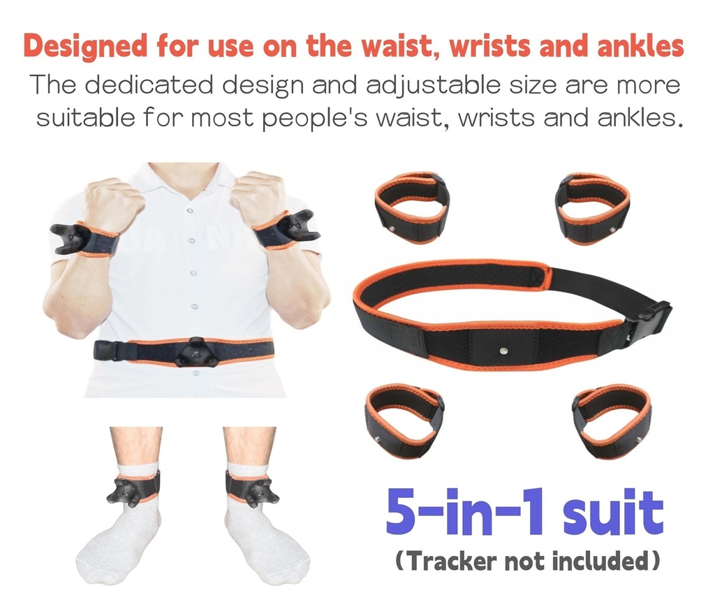 Jadery VRトラッカーベルト (2024年新モデル)腰+腕+足の5点セット、Ultimate Tracker、viveトラッカー、Tundraトラッカー用VRゲームフルトラ ストラップ