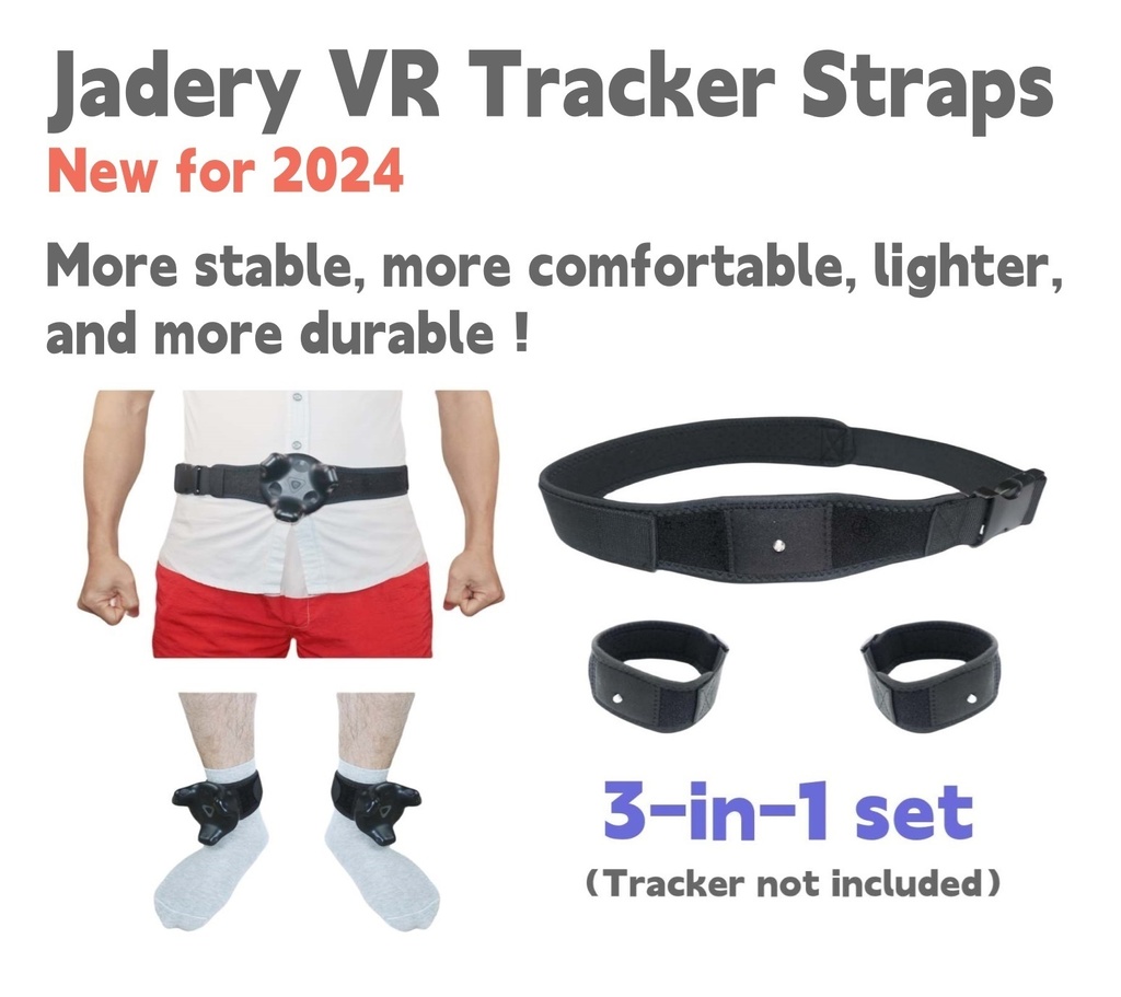 Jadery VR トラッカーベルト (2024年新モデル)腰と足首の3点セット、viveトラッカー、Ultimate Tracker、Tundraトラッカー用VRゲームフルトラ ストラップ-BLACK