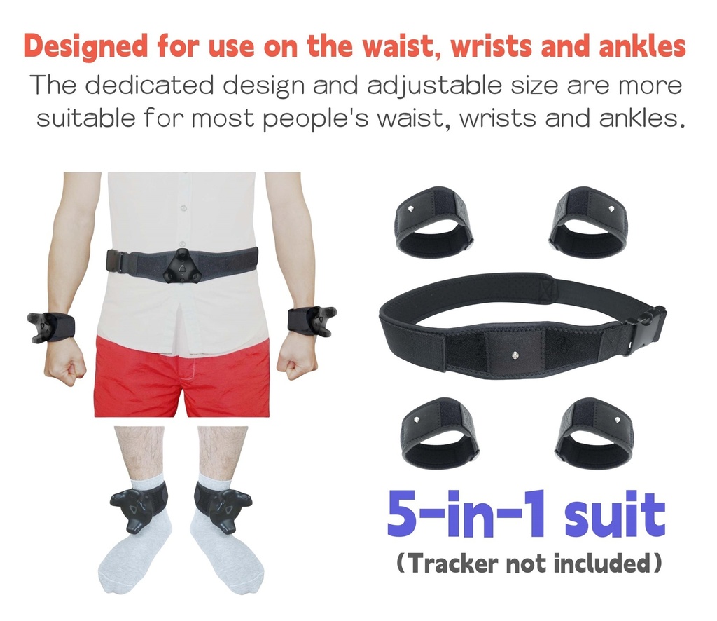 Jadery VRトラッカーベルト (2024年新モデル)腰+腕+足の5点セット、Ultimate Tracker、viveトラッカー、Tundraトラッカー用VRゲームフルトラ ストラップ