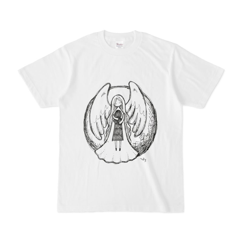 満月と天使Tシャツ-ホワイト