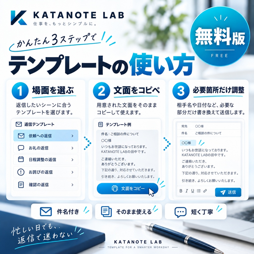 【無料】仕事で困らない返信文テンプレ10選|確認・依頼・催促・謝罪など、そのまま使えるビジネス例文