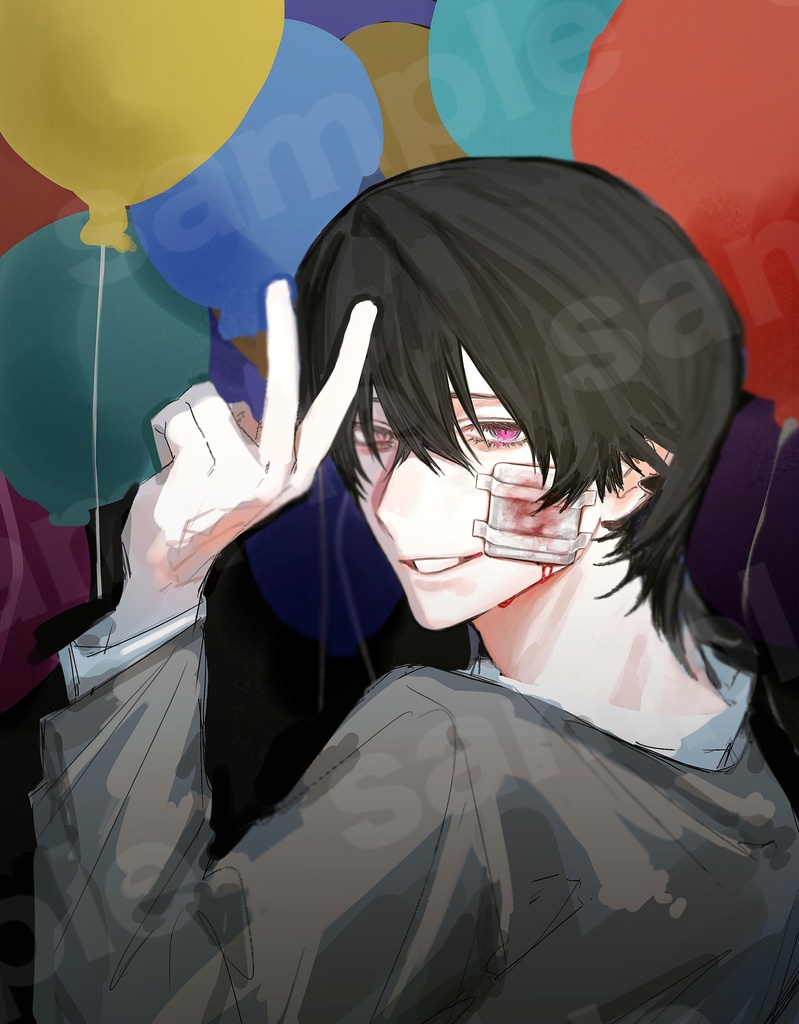 【非独占ライセンス】風船と少年|一枚絵・商用利用可