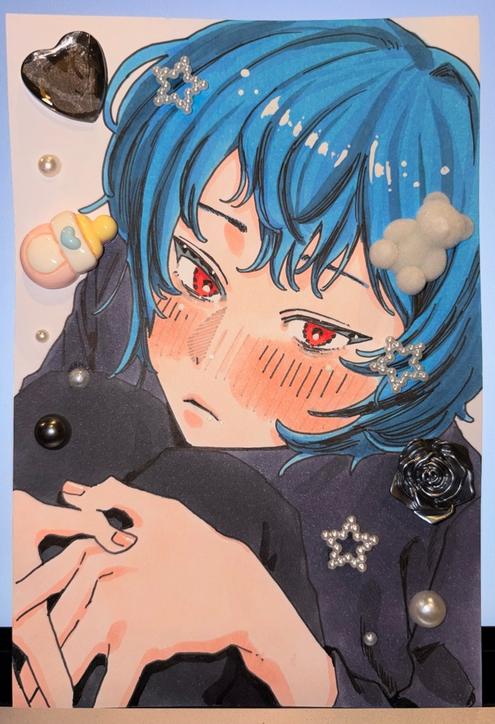 【一点物原画2枚入り】創作キャラクター 原画&ポストカード3枚セット D