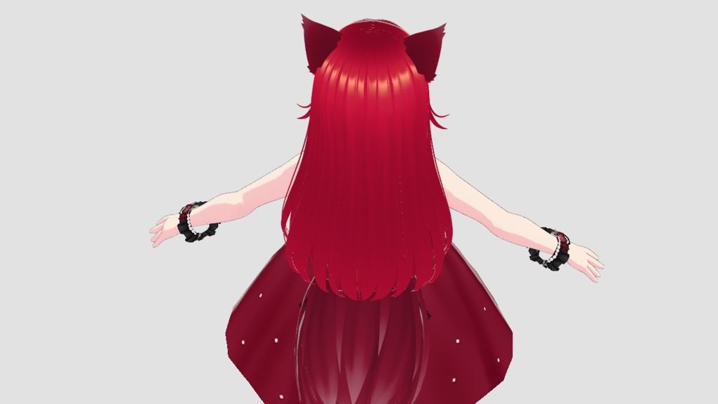 3D Model Feline Girl Cat Red