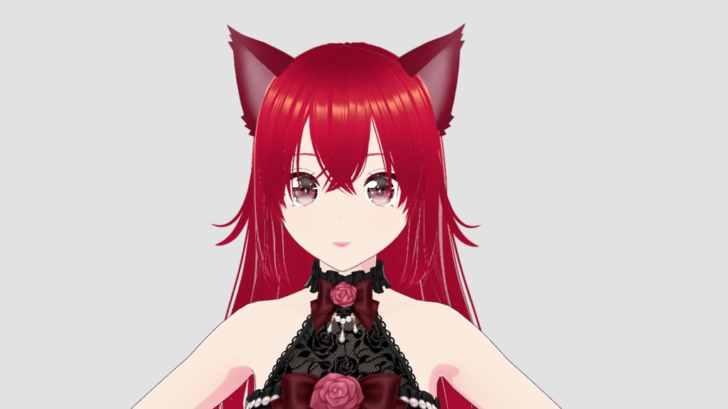 3D Model Feline Girl Cat Red