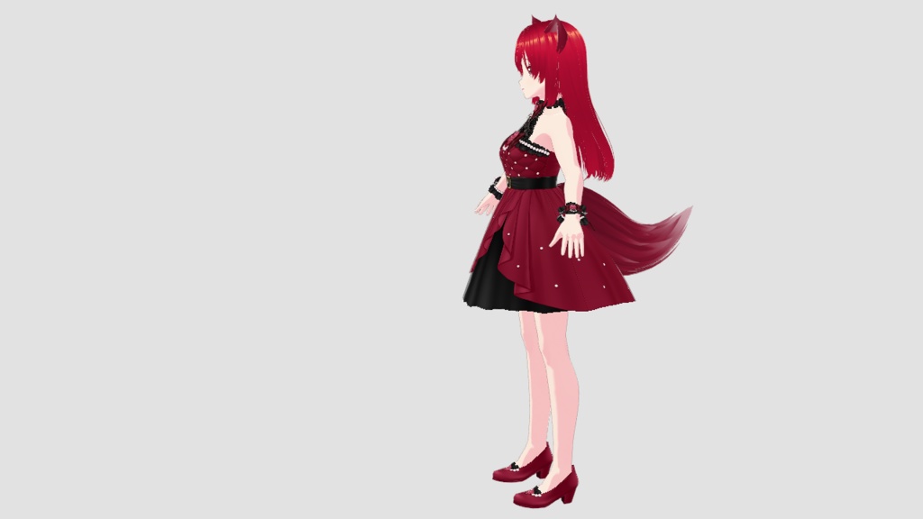 3D Model Feline Girl Cat Red