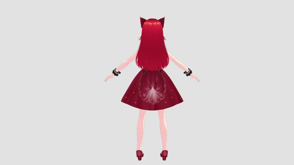 3D Model Feline Girl Cat Red