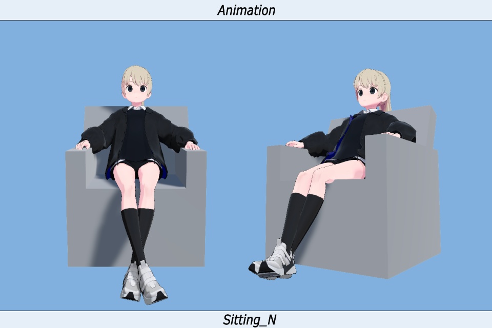 VRC用座りIdleモーション_04(Sitting Idle Motion)_Mir