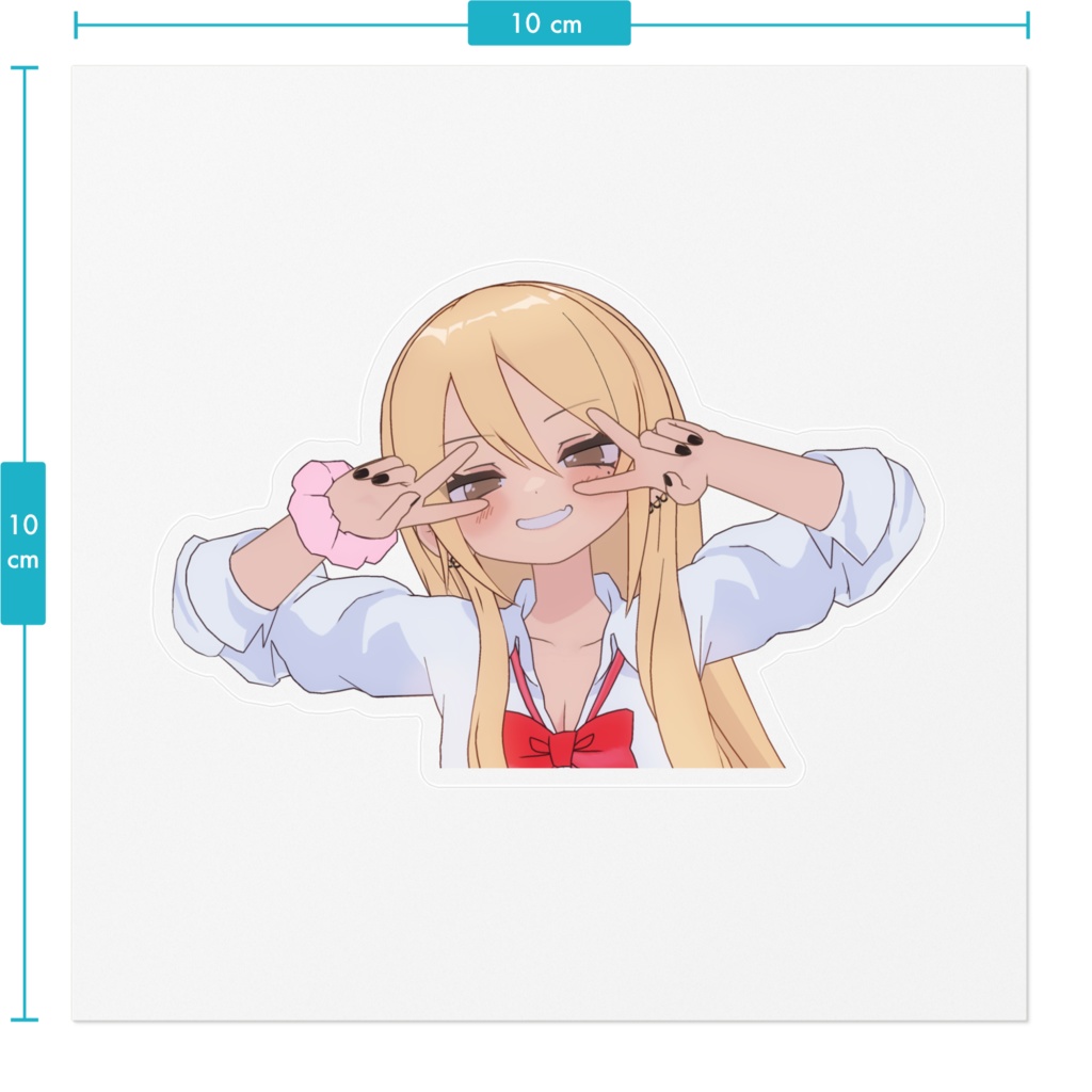 凪夜瑠璃 ダブルピースステッカー